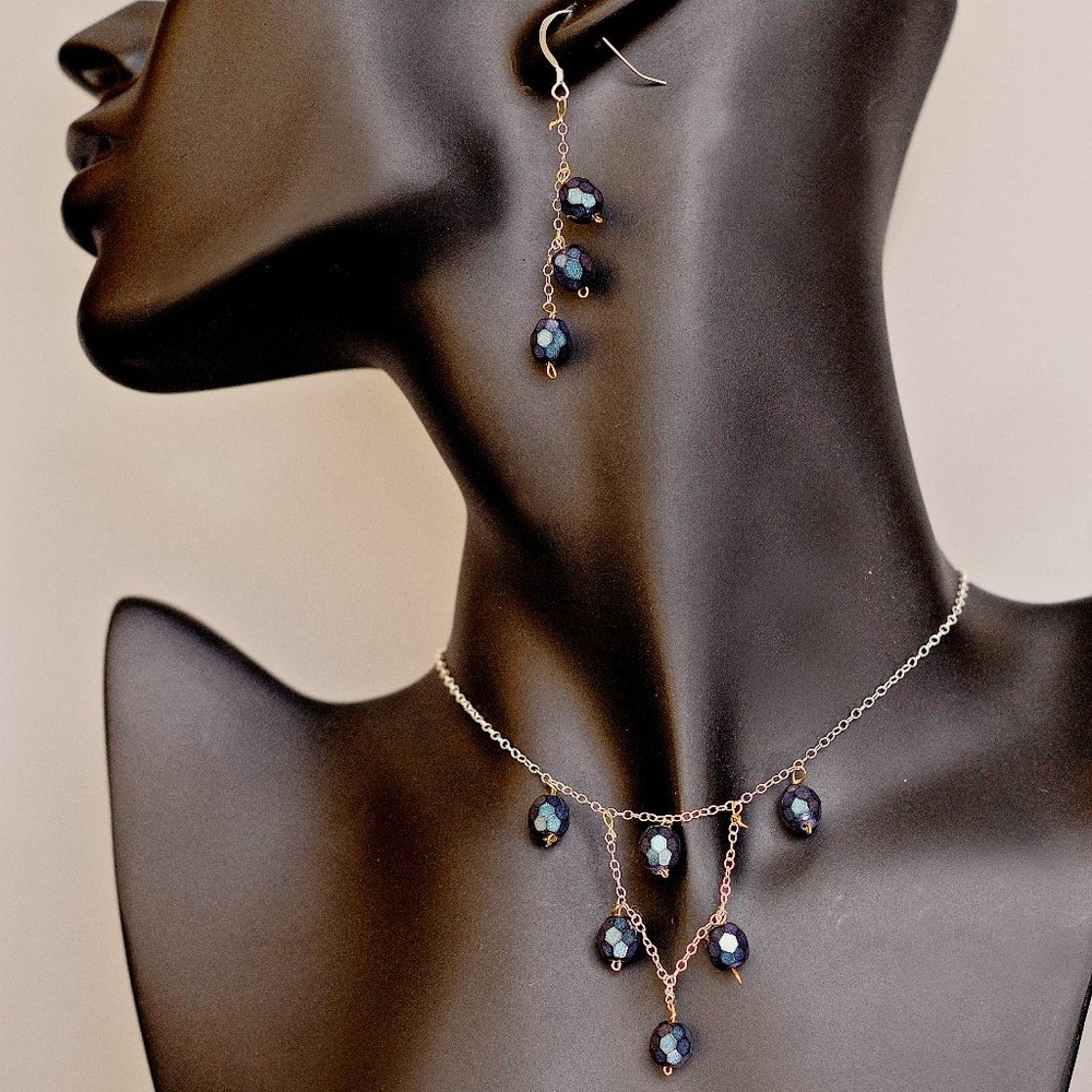 Fiery Blue (Necklace and Earrings)